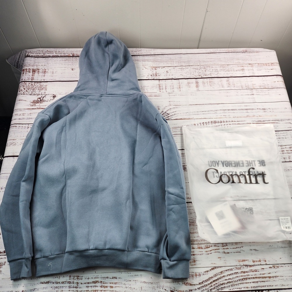 Comfrt Signature Hoodie Unisex M Sky Blue Oversized Weighted Fleece Pullover. - Picture 2 of 9